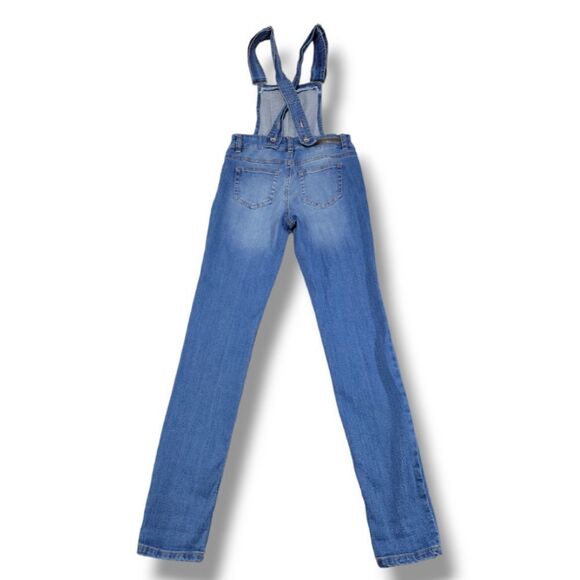 Dollhouse Overall Jeans Size 1 Denim Overalls Skinny Jeans Ankle Distressed Blue - Picture 2 of 6